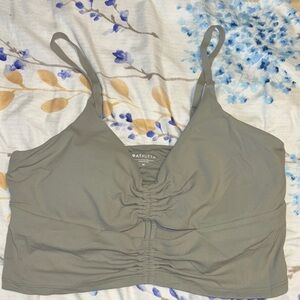 Athleta Sage Green Ruched Sports Bra